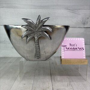 Vintage IHI Silver PINEAPPLE Pewter Metal Tropical Square Serving Decor Bowl